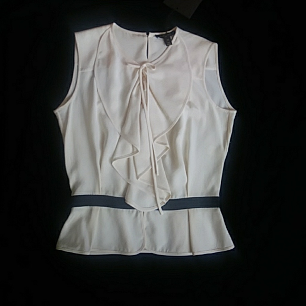 LOUIS VUITTON CREAM SILK SLEEVELESS BLOUSE, 4